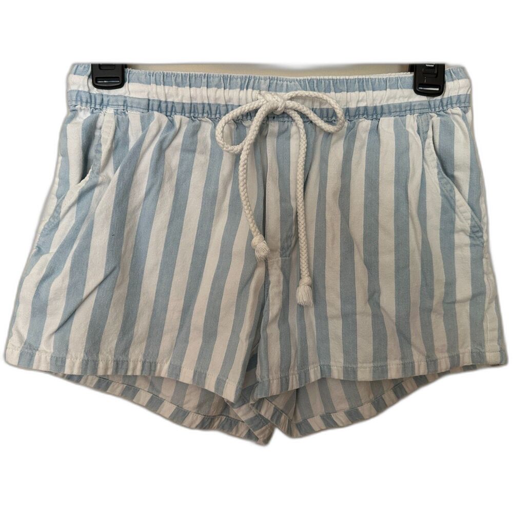 Aerie Blue White Stripe Drawstring Casual Shorts Women's Sz XS